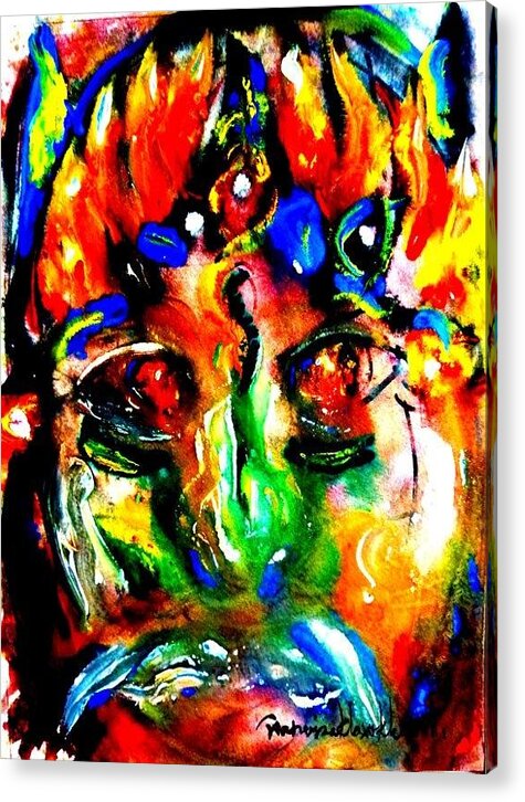Abstract Acrylic Print featuring the painting The mask of devil by Wanvisa Klawklean