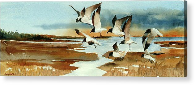 Birds Acrylic Print featuring the painting Flight Home #1 by Bobby Walters
