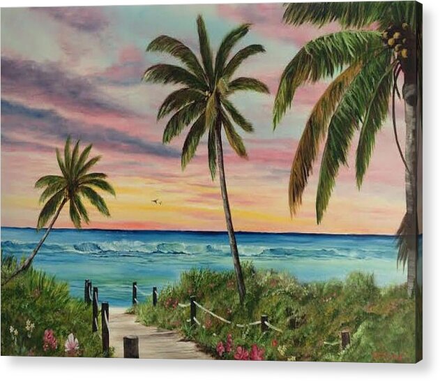 Tropical Paradise Acrylic Print featuring the painting Tropical Paradise #2 by Lloyd Dobson
