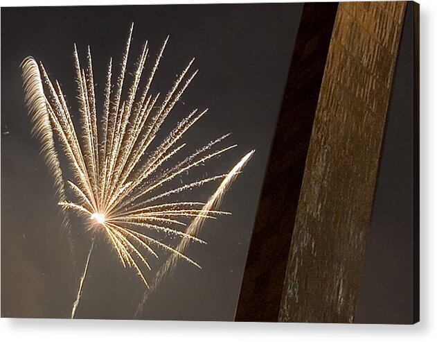 Events Acrylic Print featuring the photograph Arch with Fireworks by David Coblitz