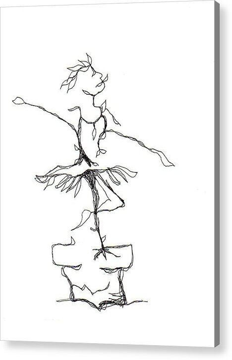 Ballerina Acrylic Print featuring the drawing Ballerina- Cracked Pot by Doug Johnson