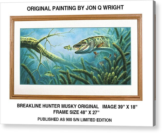 Jon Q Wright Acrylic Print featuring the painting Breakline Hunter Musky by JQ Licensing