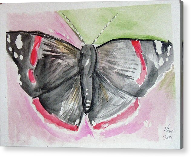  Acrylic Print featuring the drawing Butterfly by Loretta Nash