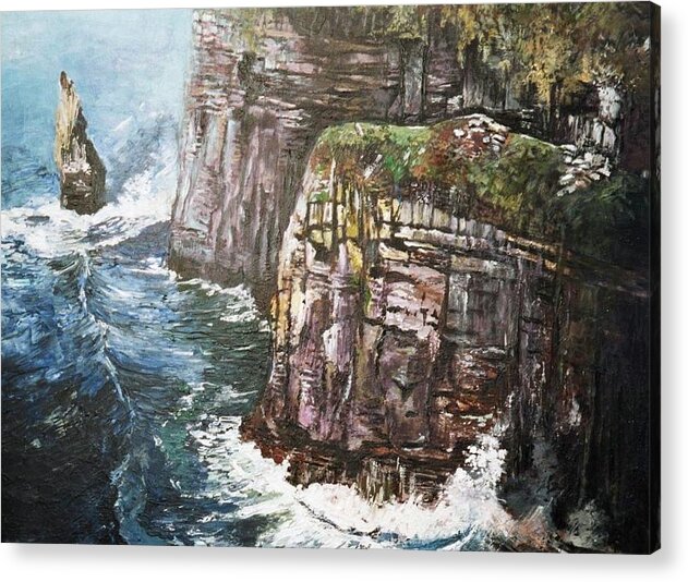 Cliffs Acrylic Print featuring the painting Cliffs by Paul Weerasekera