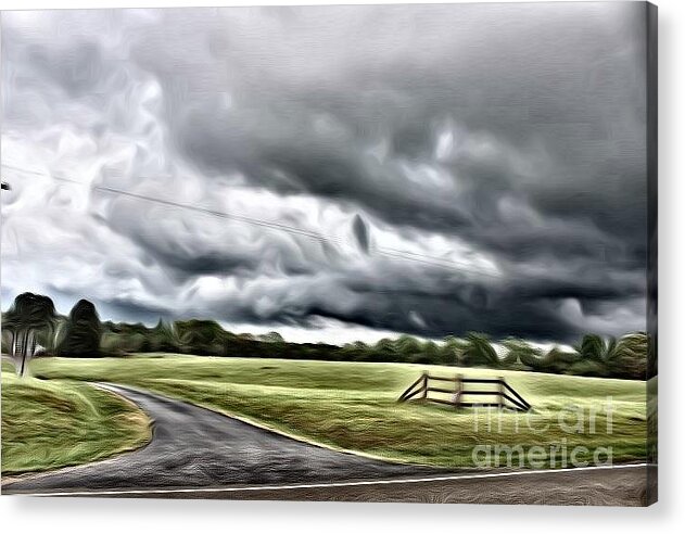 Country Road Peace Acrylic Print featuring the mixed media Country Road l by Robin Coaker