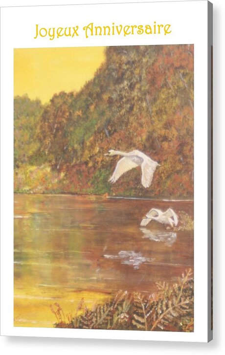 Cygnes Acrylic Print featuring the painting Cygnes d'automne droite by David Capon