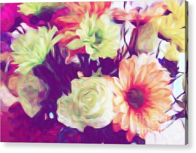 Painted Flowers Acrylic Print featuring the mixed media Fresh Flowers by Robin Coaker