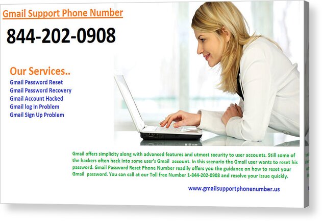 Gmail Technical Support Phone Number Acrylic Print featuring the photograph Get Solution for Gmail Support Service number 1-844-202-0908 by Thomas