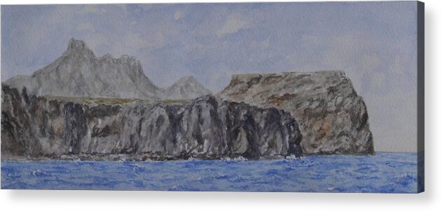 Watercolor Acrylic Print featuring the painting Gramvousa, Crete by David Capon