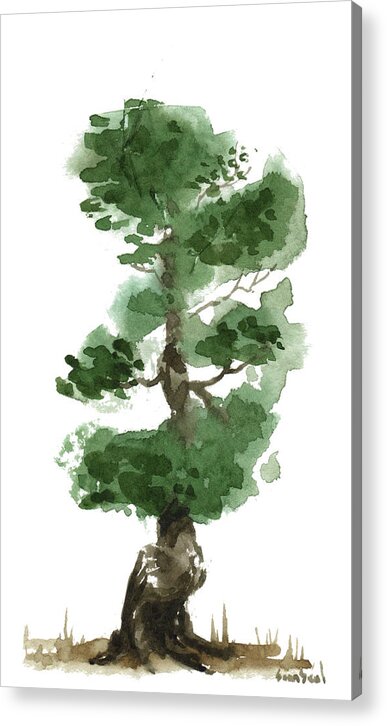 Zen Acrylic Print featuring the painting Little Zen Tree 144 by Sean Seal