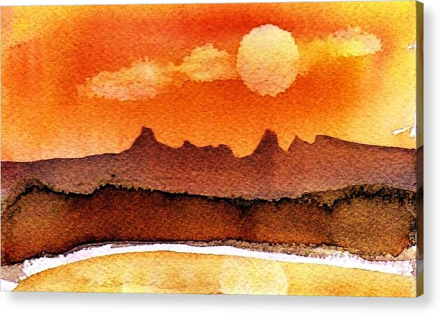 Desert Acrylic Print featuring the painting Mohavae Moon by Anne Duke