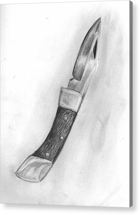 Knife Acrylic Print featuring the drawing Observation - Drawing Metal by Katie Alfonsi