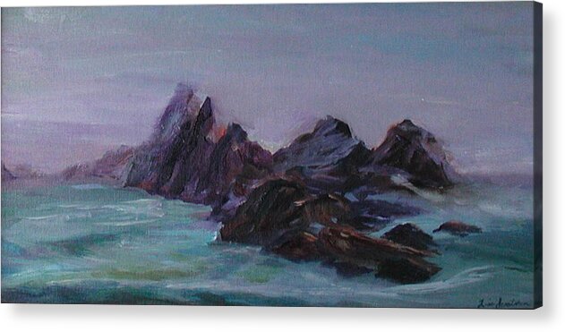 Impressionism Acrylic Print featuring the painting Oregon Coast Seal Rock Mist by Quin Sweetman