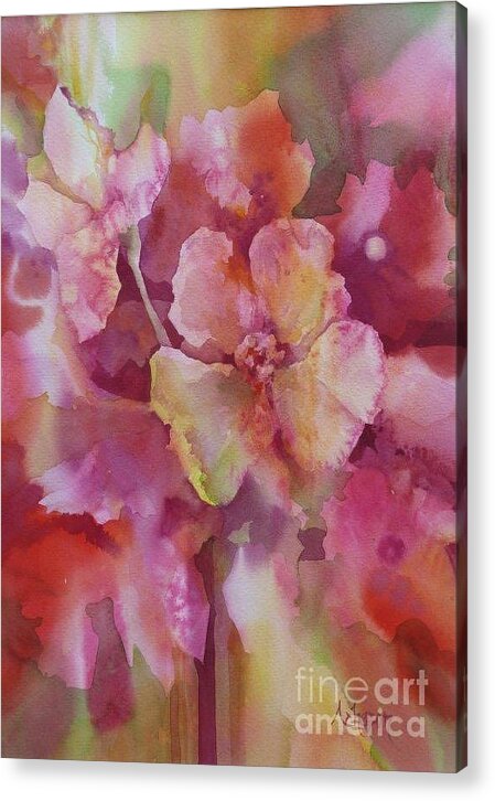 Flower Acrylic Print featuring the painting Petals, Petals, Petals by Donna Acheson-Juillet
