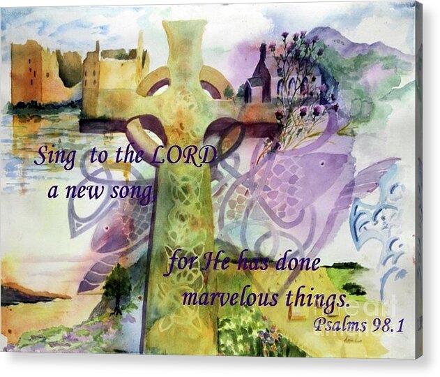Christian Art Acrylic Print featuring the painting Sing a New Song by Maria Hunt