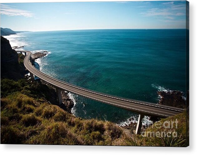 Winding Road Acrylic Print featuring the photograph The Road Above The Sea by Bev Conover