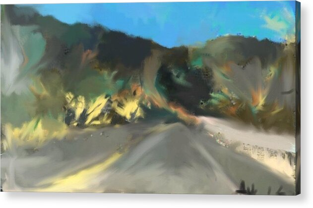 Landscape Acrylic Print featuring the painting The Road Through Davis Mountains #2 by Angela Weddle