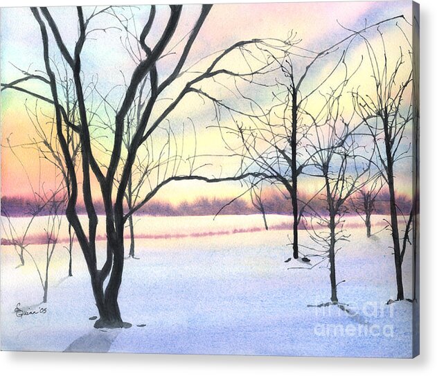 Sunrise Acrylic Print featuring the painting Winter Sunrise by Lynn Quinn