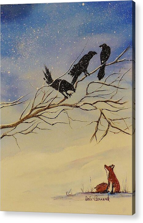 Fox Acrylic Print featuring the painting A Fox and His Cronies by Dale Bernard