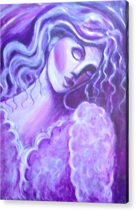 Purple Lady Acrylic Print featuring the painting Lost in Passion by Anya Heller