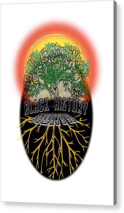  Family Acrylic Print featuring the digital art Black History Family Tree Roots Typography by Delynn Addams