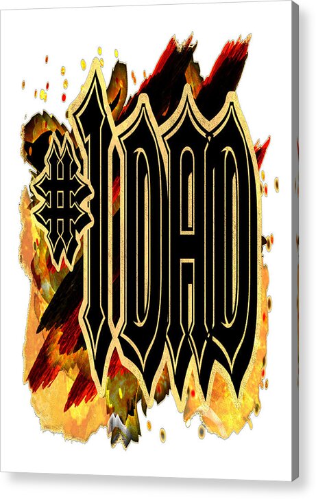 Golden Acrylic Print featuring the digital art Golden Number One Dad Emblem for Father's Day by Delynn Addams