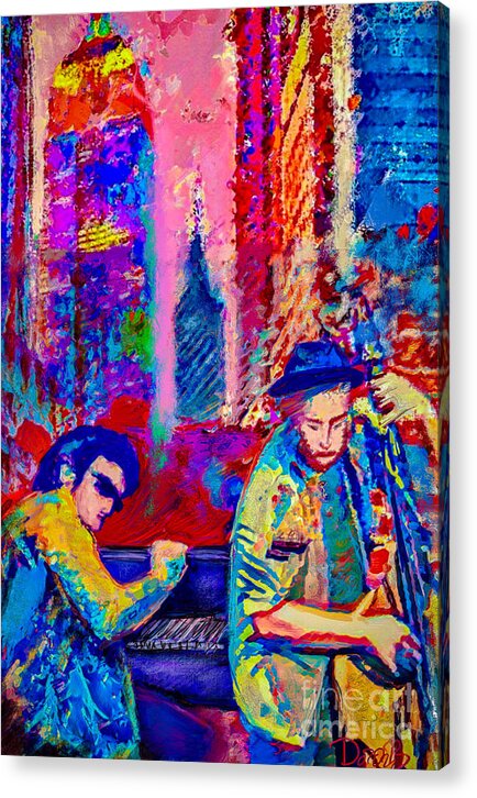 Jazz Acrylic Print featuring the digital art Jazz players in New York by Doron B