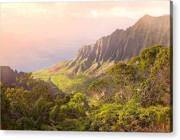 Hawaii Acrylic Print featuring the photograph NaPali Sunset by Ed Stokes