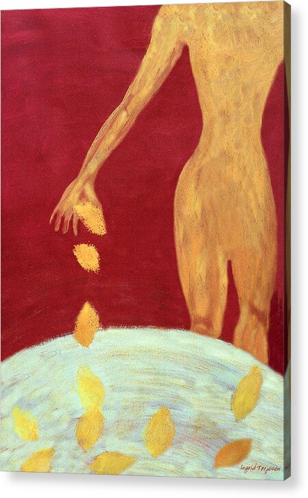 Figure Acrylic Print featuring the painting Orange Lemons by Ingrid Torjesen