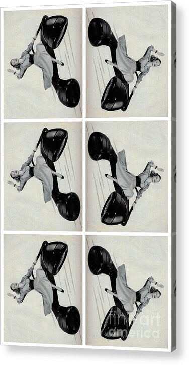 Vintage Acrylic Print featuring the mixed media Whee Telephone Ride by Sally Edelstein