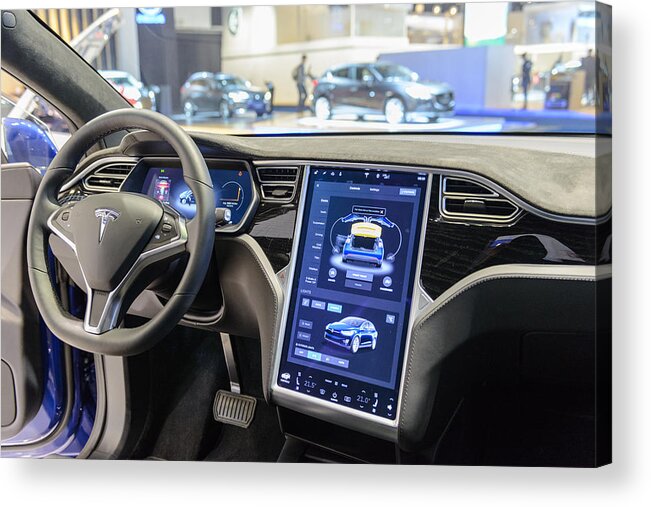 Tesla Model X 90d Electric Luxury High Tech Interior Acrylic Print