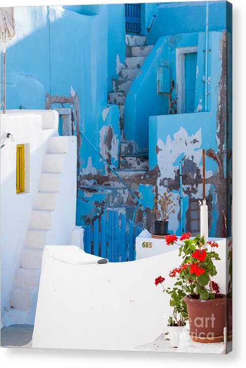 Glimpse Acrylic Print featuring the photograph Glimpse of typical white houses in Oia Santorini Greece #1 by Matteo Colombo