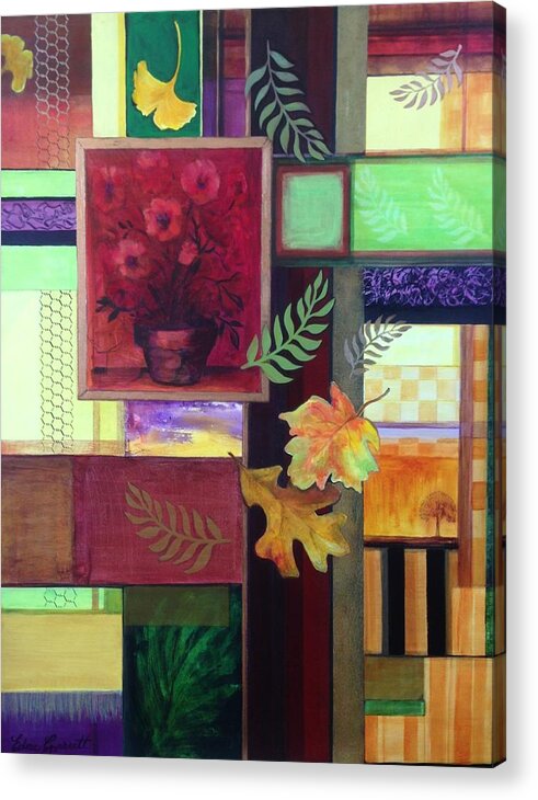Autumn Acrylic Print featuring the painting Autumn Faux Collage by Edna Garrett