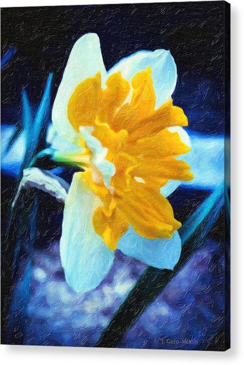 Flower Acrylic Print featuring the digital art Blue Light by Jo-Anne Gazo-McKim