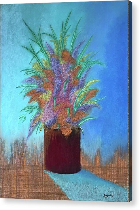 Still Life Acrylic Print featuring the painting A Vase of Flowers by Harvey Rogosin