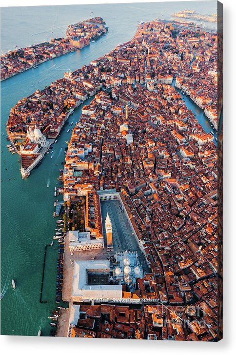 Venice Acrylic Print featuring the photograph Aerial view of St Mark square, Venice, Italy by Matteo Colombo