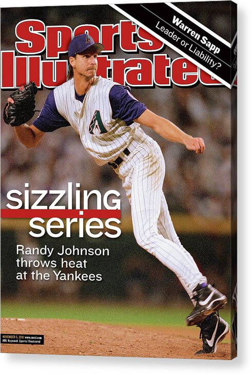 American League Baseball Acrylic Print featuring the photograph Arizona Diamondbacks Randy Johnson, 2001 World Series Sports Illustrated Cover by Sports Illustrated
