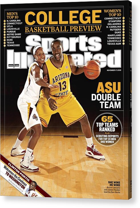 Magazine Cover Acrylic Print featuring the photograph Arizona State University Briann January And James Harden Sports Illustrated Cover by Sports Illustrated