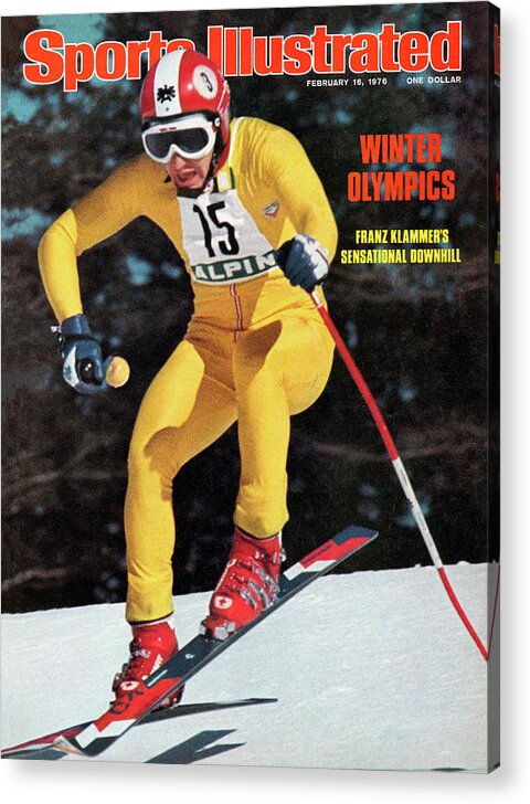 Magazine Cover Acrylic Print featuring the photograph Austria Franz Klammer, 1976 Winter Olympics Sports Illustrated Cover by Sports Illustrated