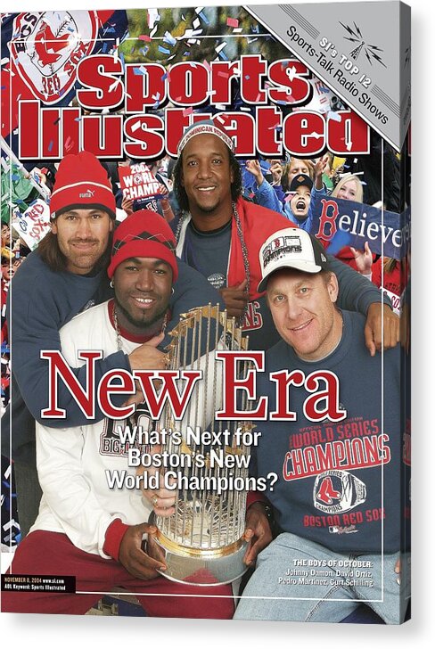 American League Baseball Acrylic Print featuring the photograph Boston Red Sox Johnny Damon, David Ortiz, Pedro Martinez Sports Illustrated Cover by Sports Illustrated