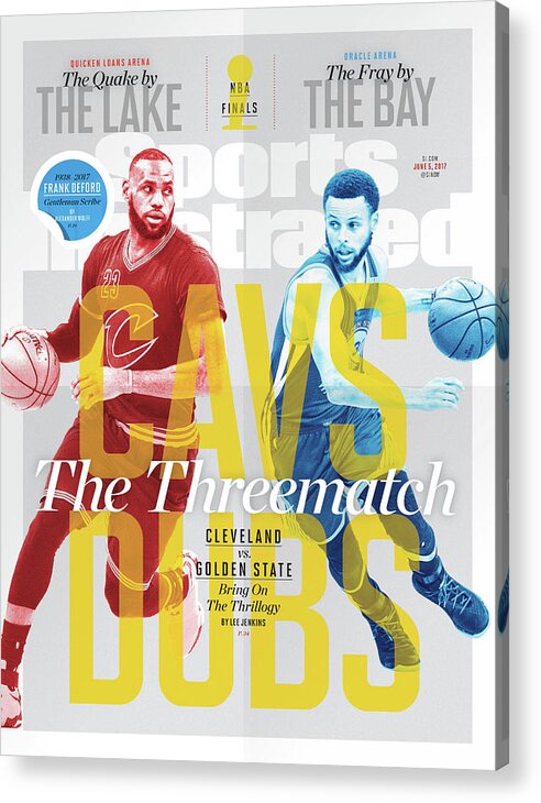 Nba Pro Basketball Acrylic Print featuring the photograph Cavs - Dubs The Threematch Sports Illustrated Cover by Sports Illustrated