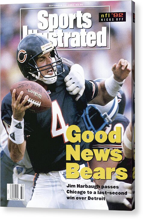 Magazine Cover Acrylic Print featuring the photograph Chicago Bears Qb Jim Harbaugh... Sports Illustrated Cover by Sports Illustrated