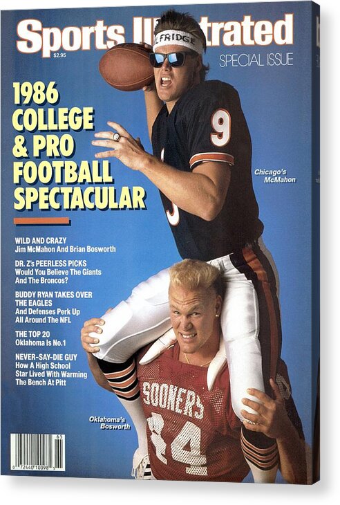 1980-1989 Acrylic Print featuring the photograph Chicago Bears Qb Jim Mcmahon And Oklahoma University Brian Sports Illustrated Cover by Sports Illustrated