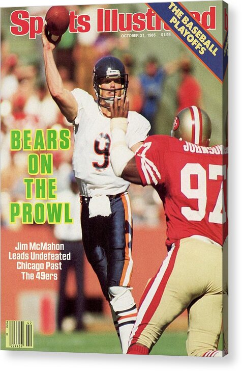 Candlestick Park Acrylic Print featuring the photograph Chicago Bears Qb Jim Mcmahon... Sports Illustrated Cover by Sports Illustrated