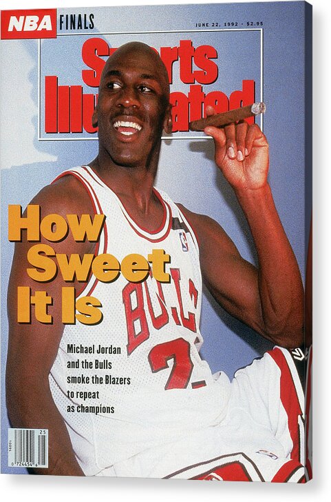 Magazine Cover Acrylic Print featuring the photograph Chicago Bulls Michael Jordan, 1992 Nba Finals Sports Illustrated Cover by Sports Illustrated