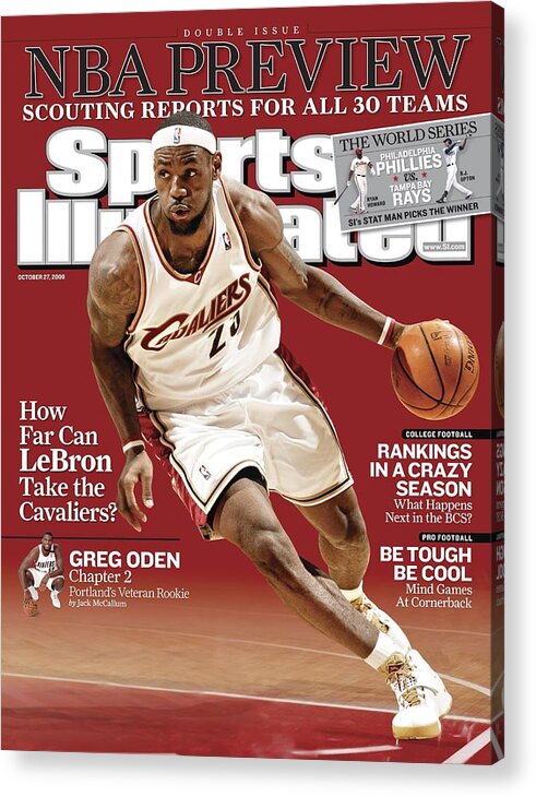 Nba Pro Basketball Acrylic Print featuring the photograph Cleveland Cavaliers LeBron James... Sports Illustrated Cover by Sports Illustrated