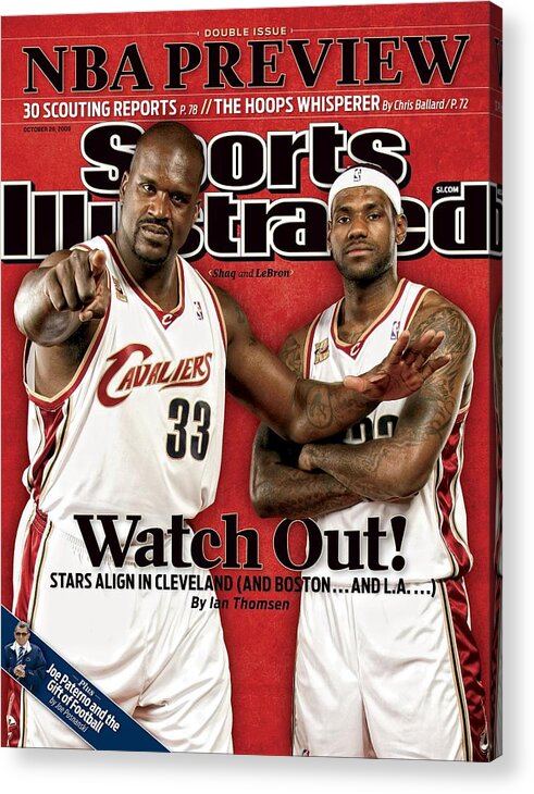 Media Day Acrylic Print featuring the photograph Cleveland Cavaliers Shaquille Oneal And LeBron James Sports Illustrated Cover by Sports Illustrated