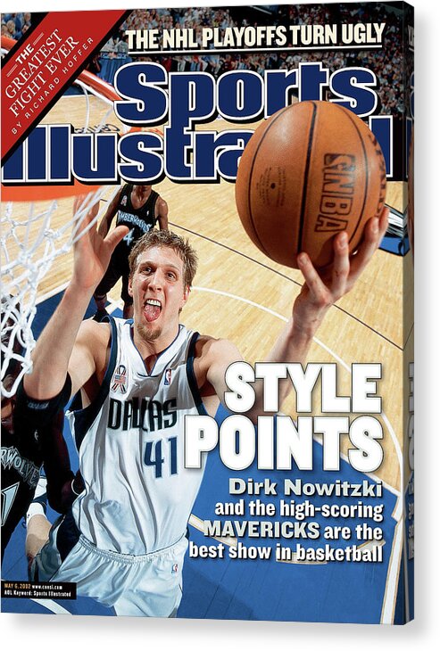 Playoffs Acrylic Print featuring the photograph Dallas Mavericks Dirk Nowitzki, 2002 Nba Western Conference Sports Illustrated Cover by Sports Illustrated