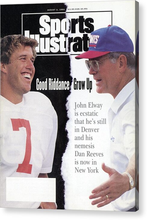 Magazine Cover Acrylic Print featuring the photograph Denver Broncos Qb John Elway And New York Giants Coach Dan Sports Illustrated Cover by Sports Illustrated