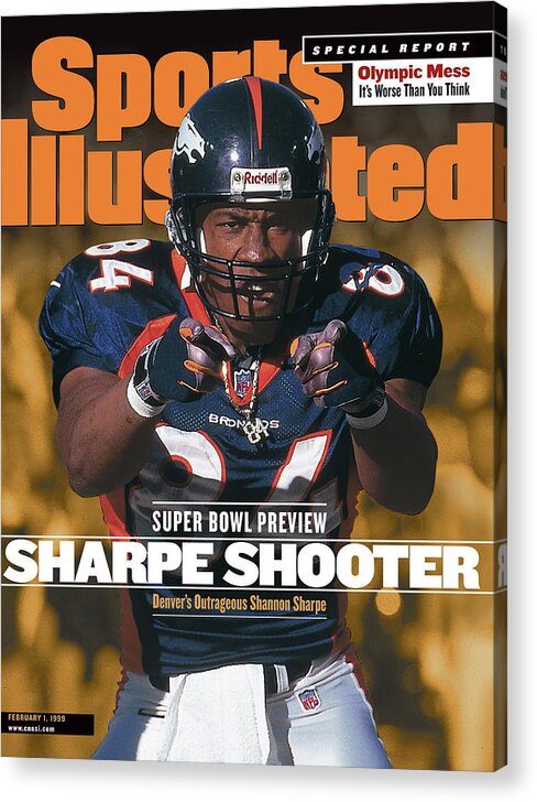 Magazine Cover Acrylic Print featuring the photograph Denver Broncos Shannon Sharpe, 1999 Afc Championship Sports Illustrated Cover by Sports Illustrated